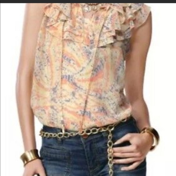 CAbi BoHemian Flirty Floral Ruffle Blouse Cottage Core - Picture 1 of 8
